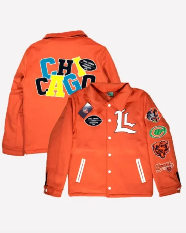 Lyrical Lemonade Orange Chicago Bears Varsity Jacket