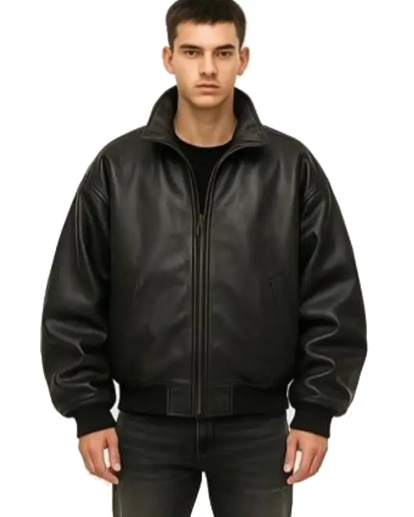 Men’s Premium Black Bomber Oversized Jacket