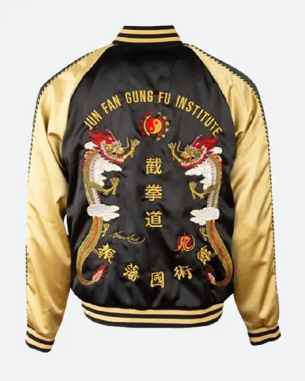 Mike Estime JFGF Institute Embroidered Black & Golden Bomber Jacket Back