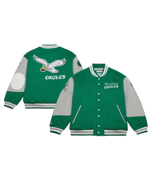 Mitchell & Ness Philadelphia Eagles Kelly Green Varsity Jacket