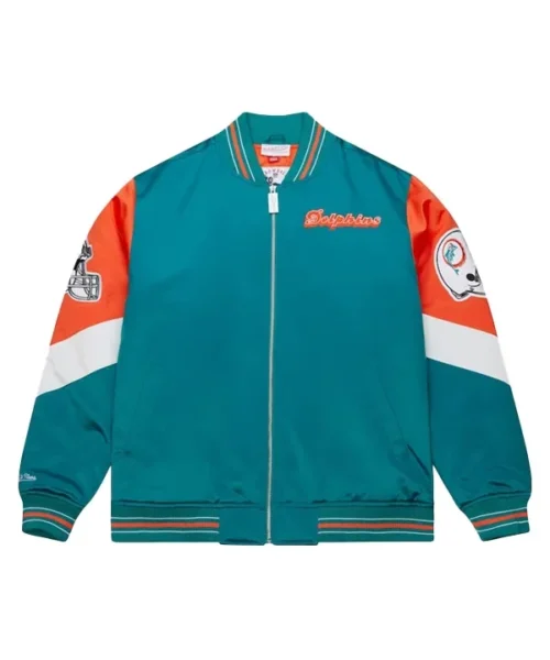 NFL Aqua Miami Dolphins Throwback Satin Jacket