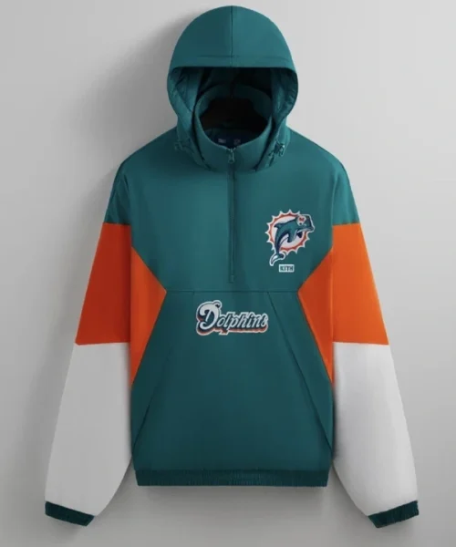 New ProKith Miami Dolphins Quarter Zip Anorak Jacket With Hoodie