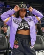 New ProShop Jordan Chiles Golden State Valkyries v Dallas Wings Purple Varsity Jacket ject