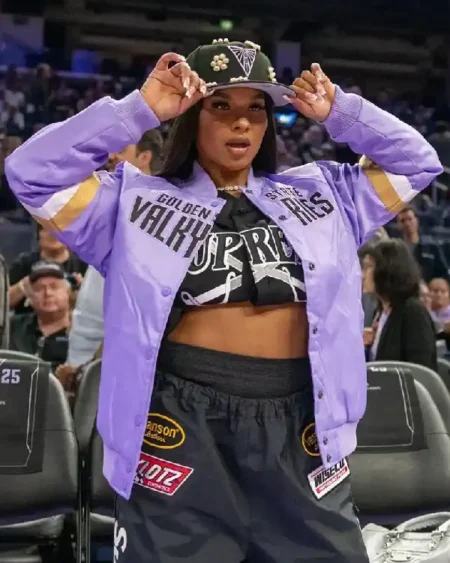 New ProShop Jordan Chiles Golden State Valkyries v Dallas Wings Purple Varsity Jacket ject