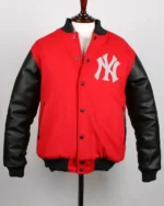New ProjectShop Men’s New York Yankee Letterman Varsity Jacket Sale red and Black