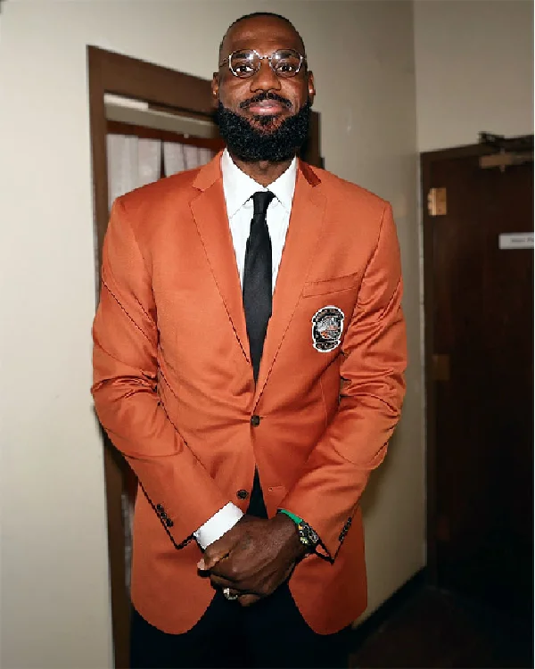 Order 2025 LeBron James Hall Of Fame NBA Orange Jacket Re-Creation _Blazer Sale