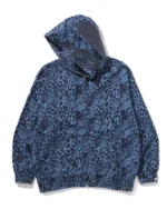 Order Bape Wild Leopard Pattern Shark Relaxed Fit Full Blue ZiP Hoodie Sale