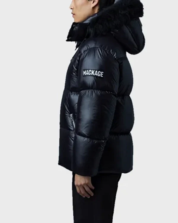 Order Mackage Black Puffer Shearling Jacket with Removable Hooded Sale Side post