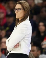 Order Stephanie White 2025 WNBA Playoffs Semifinal White Crop Leather Jacket Sale