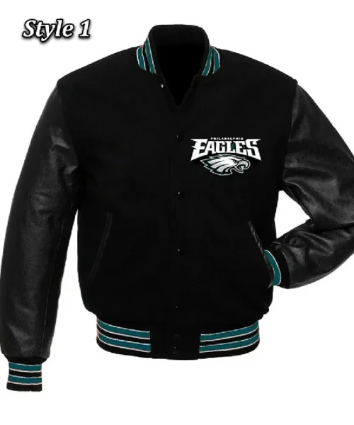 Philadelphia Eagles Black Wool and Leather Jacket