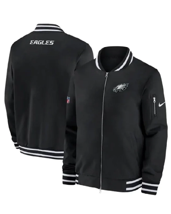 Philadelphia Eagles Sideline Coach Black Bomber Jacket