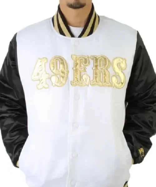 San Francisco 49ers Gold Patches Satin Jacket