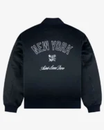 Shop Aimé Leon Dore x New York Yankees Navy Satin Varsity Jacket Sale