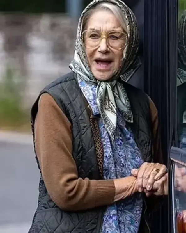 Shop Elizabeth Movie The Thursday Murder Club 2025 Helen Mirren Black Vest For Sale