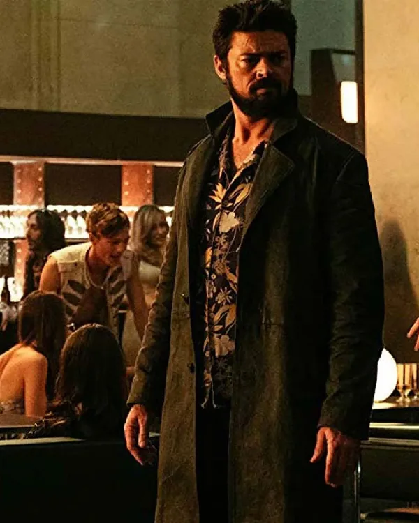 Shop Karl Urban The Boys Billy Butcher Black Cotton Coat Sale