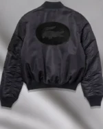 Shop Lacoste Unisex LIVE Oversized Contrast Black Bomber Jacket