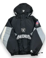 Shop Las Vegas Raiders Black_Gray Pullover Hooded Jacket Sale