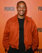 Shop Liam Aguiyi Press Night After Party Punch Suede Leather Jacket Sale