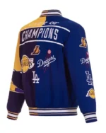 Shop Los Angeles Lakers and Dodgers City of Champions Bomber Block Jacket For Sale