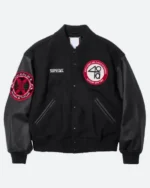 Shop Malcolm Supreme 40 Acres Black Letterman Varsity Jacket For Sale