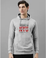Shop Men Brooklyn NYC ADRO Printed Hoodie Sale Grey