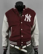 Shop Men’s New York Yankee Letterman Varsity Jacket Sale Maroon and white