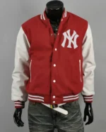 Shop Men’s New York Yankee Letterman Varsity Jacket Sale Red and white
