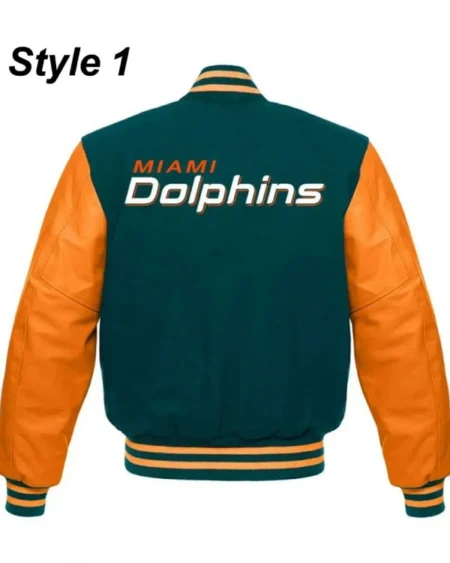 Shop Miami Dolphins Letterman Varsity Jacket Sale Style 01 Back