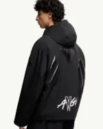 Shop Moncler x A$AP Rocky Jumquat Short Down Black Hooded Jacket Sale Back