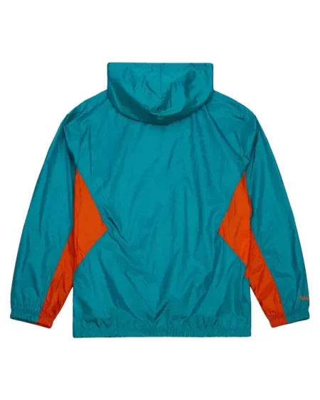 Shop National Football League Aqua Miami Dolphins Windbreaker Hooded Jacket Sale