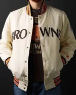 Shop Starter Bomber Cleveland Browns 90’s White Satin Full-Snap Jacket Sale