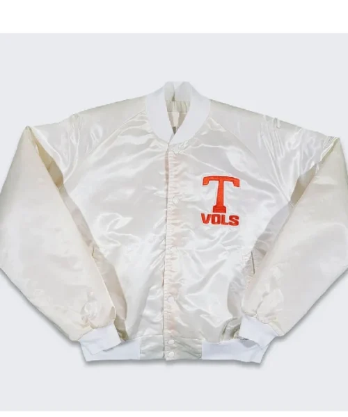 Shop Tennessee Volunteers 80s Bomber Satin Full-Snap White Jacket For Sale