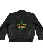 Shop Vietnam Veteran Black Leather Zipper Jacket Sale Back
