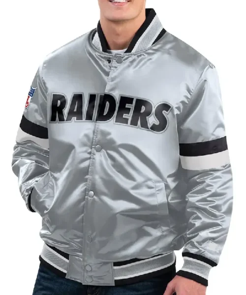 Silver Las Vegas Raiders Gridiron Classics Home Game Satin Jacket