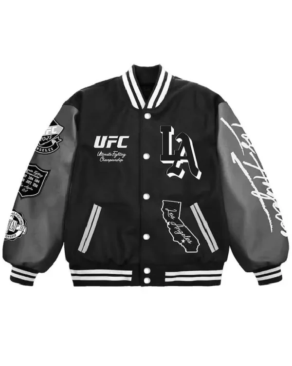 UFC 311 Los Angeles 2025 Black Varsity Jacket - Jacket Craze