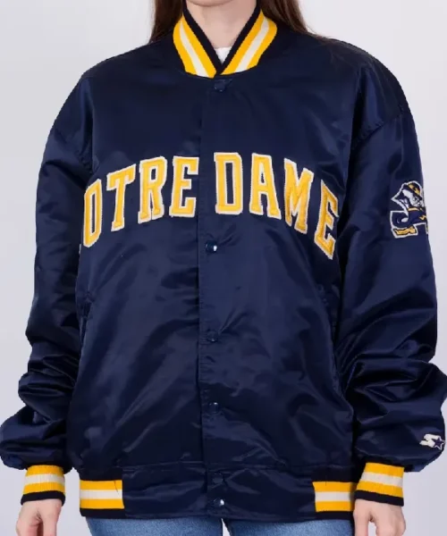 University of Notre Dame 90’s Blue Bomber Satin Jacket