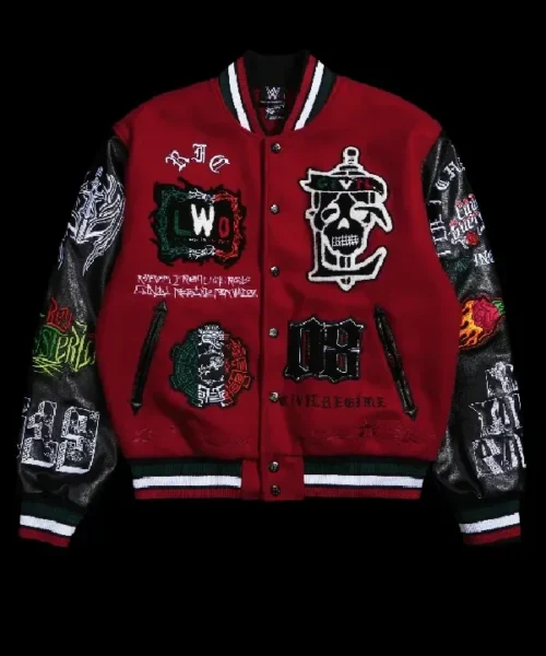 Unsiex WWE lwo Radiant Letterman Red Black Jacket Frout