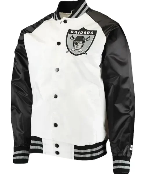 White_Black Las Vegas Raiders Clean Up Throwback Jacket