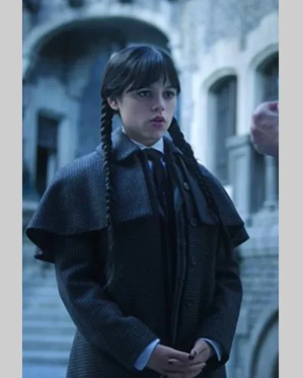 wednesday s02 jenna ortega black plaid coat