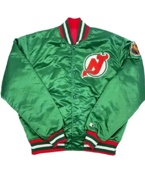 90’s New Jersey Devils Green Satin Jacket