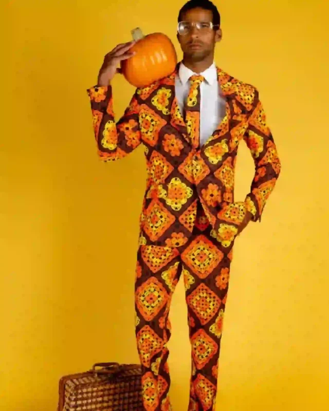 All Over Printed Orange Thanksgiving Suit