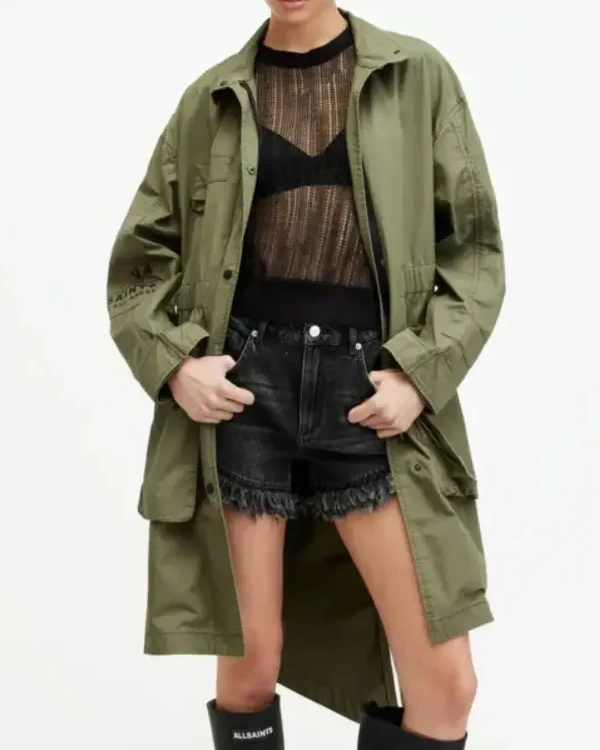 All Saints Milla Relaxed Fit Printed Parka Cotton Jacket
