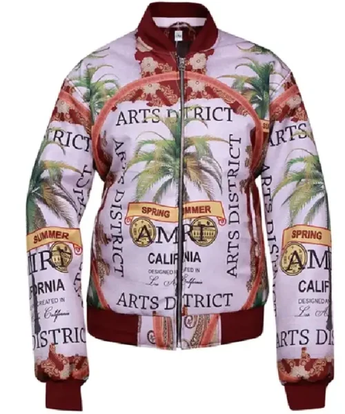 Amiri Rum Label Graphic Print Bomber Cotton Jacket