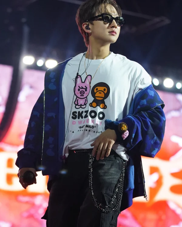 Bape x Stray Kids Shark Full Zip Hoodie blue sale