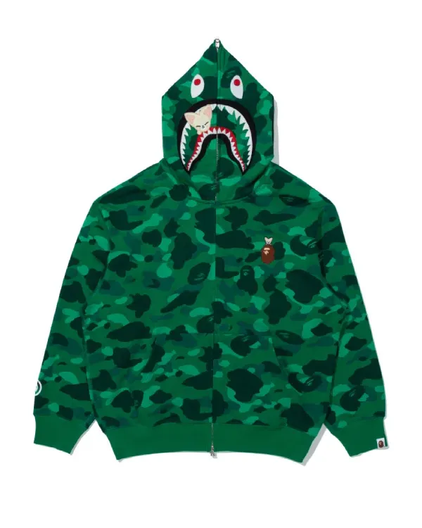 Bape x Stray Kids Shark Full Zip Hoodie green