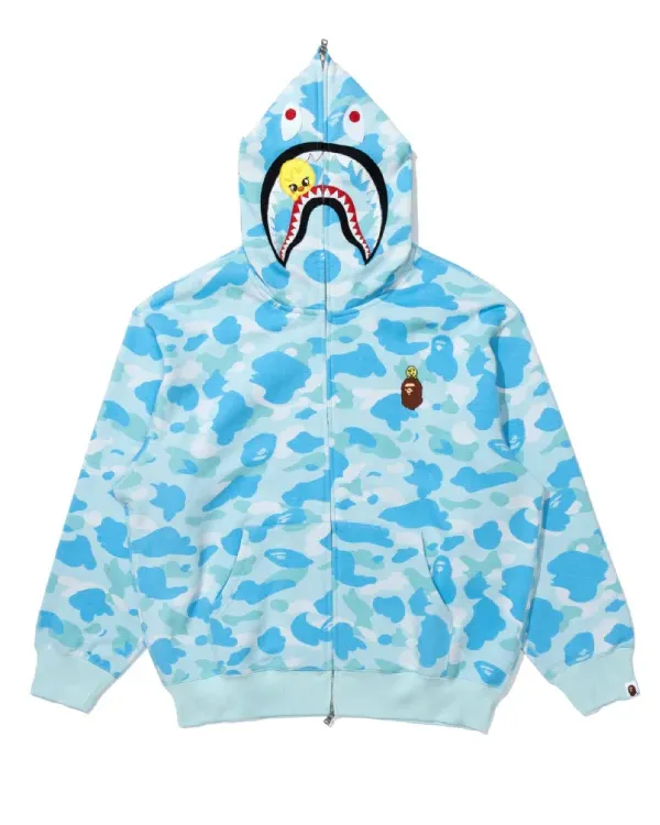 Bape x Stray Kids Shark Full Zip Hoodie sky blue