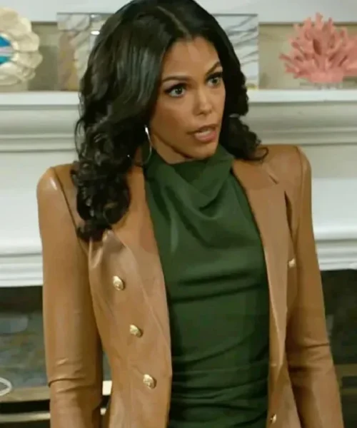 Beyond the Gates S01 Karla Mosley Leather Blazer