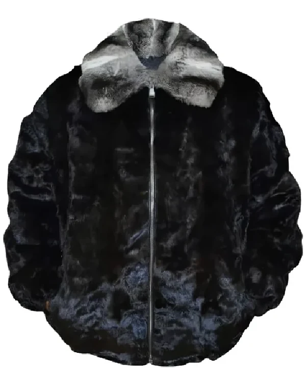 Black Real Mink Shearling Jacket sale