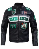 Boston Celtics Moto Black Leather Jacket