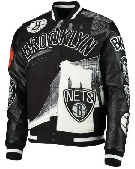 Brooklyn Nets Leather Varsity Jacket